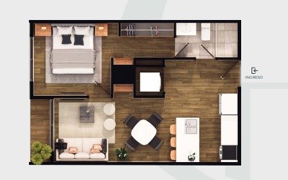 Apartamento en venta de 1 Habitación zona 10